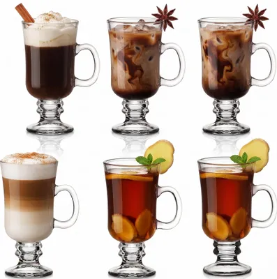 Produktbild von PLATINUX Irish Coffee Gläser Set mit Henkel 230ml 6-Teilig Latte Macchiato Glas Kakao Kaffeeglas Cappuccino aus Glas
