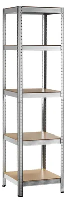 Image de Étagère Wiltec pour charges lourdes, galvanisée, 40 x 40 x 180 cm, capacité de charge 100 kg/tablette, étagère à emboîter en acier, étagère de stockage avec 5 tablettes