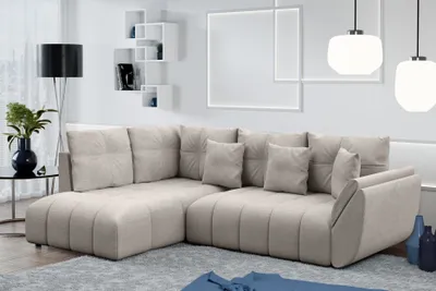 Image de AX LIVING Canapé d angle convertible Corleone canapé beige 268 cm