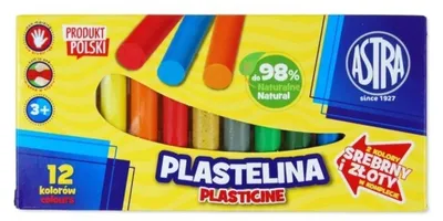 Productafbeelding van Plastiline klei, 12 kleuren, goud, zilver, Astra