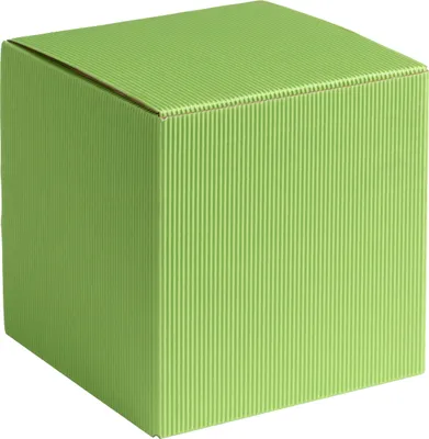 Produktbild von Geschenkbox Qubus aus offener Wellpappe, Geripptes Karton HELLGRÜN, Format 9x9x9cm, 100 St.