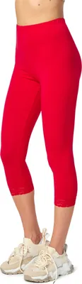 Image de Leggings capri 3/4 pour femme Merry Style en coton avec dentelle MS10-224 (rouge, M)