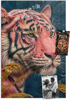Produktbild von Magnettafel 60x90cm Pinnwand Whiteboard beschreibbar - Tiger Porträt