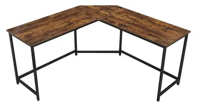 Image de Bureau en forme de L - Bureau informatique - Bureau de jeu - Marron et noir - 149 x 149 x 75 cm (L x l x H)