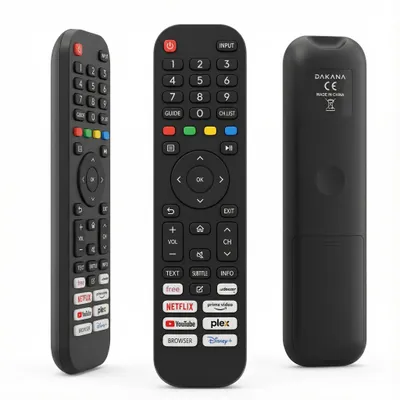 Produktbild von Dakana Fernbedienung für Dyon Smart TV VX Serie Movie Smart & Smart VX). Mit Tasten für Netflix, Prime, Disney+, Plex. Keine Einrichtung nötig