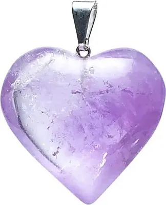Produktbild von Amethyst-Edelstein-Anhänger in Herzform – Packung mit 2 Stück – ± 2–3 cm