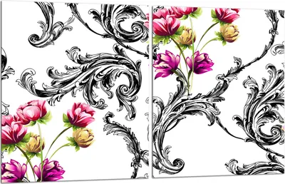 Produktbild von Herdabdeckplatten 2x40x52 Glaskeramikfeld 2-Teilig Glas Spritzschutz Blumen