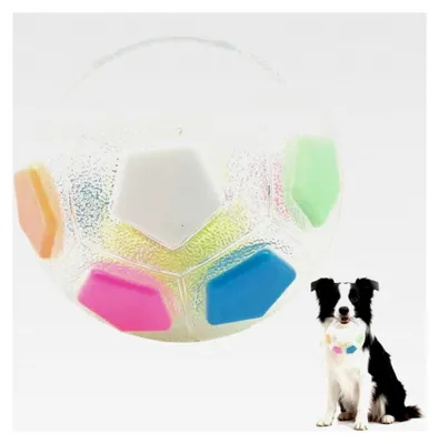 Produktbild von Beruhigungsball für Hunde, Hundeball mit Griff, Antistressball für Hunde, Unzerstörbarer Ball mit Quietscher, Interaktives Spielzeug für kleine, mittlere und große Hunde, Indoor/Outdoor (Weiß)