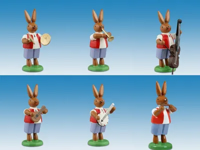 Produktbild von Osterdekoration Osterhasenmusikanten 6-tlg. bunt Höhe 7,5cm NEU