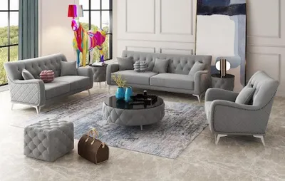 Produktbild von Sofa Couch Samt Polster Sitz 321 Sitzer Design Couchen Sofas Stoff Neu Garnitur