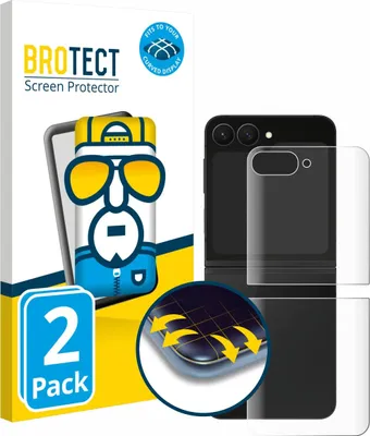 Produktbild von 2x BROTECT Fullscreen Schutzfolie für Samsung Galaxy Z Flip 7 FE (Rückseite) Displayschutz Folie Fullcover Klar Transparent