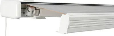 Produktbild von SOLUNA Kassettenmarkise Exquisit 6x2,5 Stoff Dessin 320923 Gestell RAL 9010 reinweiß Anrtrieb links ink. Motor und Wands