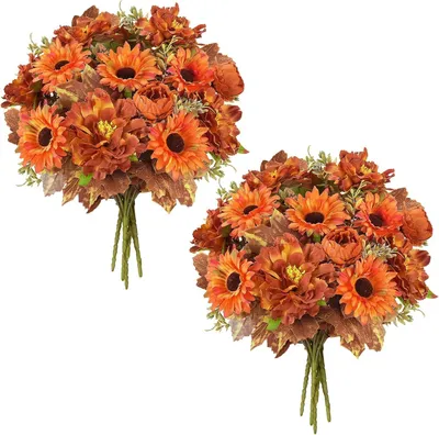 Kunstblumenstrauß Herbst 6-tlg. Pfingstrosen Chrysanthemen Dahlien