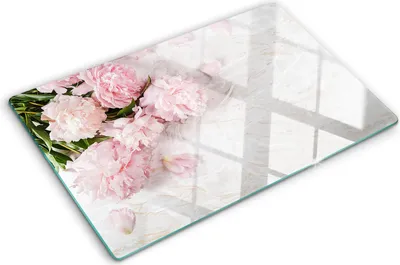 Obrázek produktu pro Kryt varné desky – Kryt na indukční desku – Ochranná skleněná deska – 80x52 cm– Skleněné ochranné desky na sporák –Tvrzené sklo –Pivoňky