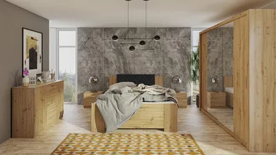 Obrázok produktu pre Spálňová zostava s posteľou 160x200 CORTLAND 5 - dub artisan / čierna