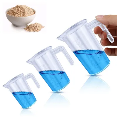 Immagine prodotto di Set di 3 misurini: 50 ml, 100 ml, 250 ml. Resistenti al calore, trasparenti, in plastica