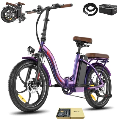 Produktbild von E-Bike Rostfreie Aluminiumlegierung 20 Zoll bis zu 130 - 180 km 36 V 25 Ah 900 Wh Wasserdicht IP54 mit 7 Gang, Lila