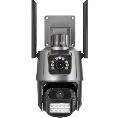 Produktbild von Überwachungskameras, 340°-WLAN-Dual-Kamera, 90° verstellbar, Nachtsicht, Bewegungserkennung, APP, Zwei-Wege-Audio, Ton- und Lichtwarnung, IP66