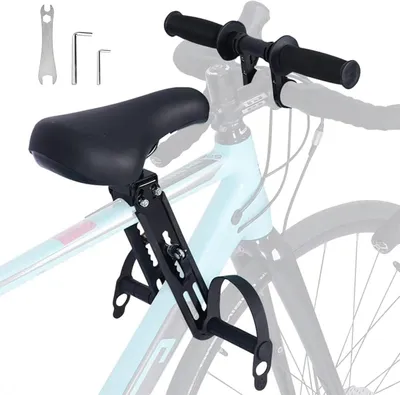 Productafbeelding van Kinderfietsstoel Voor - Kind Zadel - Samen Fietsen - Met Stuur en Pedaal - 2-6 Jaar - Zwart