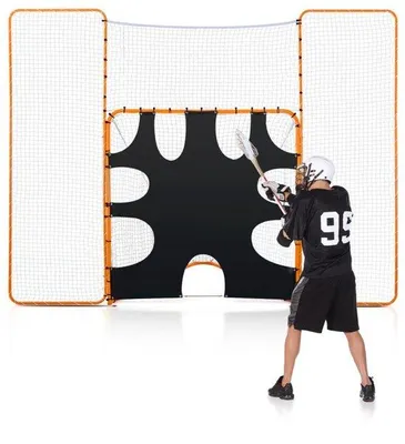 Produktbild von 3 in 1 Lacrosse-Tor (3,66 x 2,74 m) - Großes Lacrosse-Netz mit Rücklaufsperre und Zielscheibe - Schnell und Einfach Aufzubauender Rebounder - Ausrüstung für Garten - Trainingsnetze mit Stahlrahmen