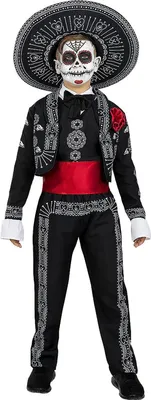 Produktbild von Dia de Los Muertos - Halloween Kostüm Kinder Junge Kindergröße: 122-134