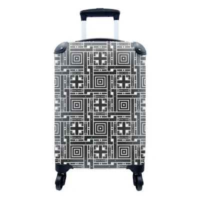 Produktbild von MuchoWow® Koffer Handgepäck Trolley Rollkoffer Kleine Reisekoffer mit 4 Rollen - Geometrie - Muster - Schwarz - Cabin Size < 55x40x23 cm & 55x40x20 cm - Fotokoffer - Kabinenkoffer - Boardgepäck - Reise-Box - Reisekoffer - Reisegepäck - Koffer mit Bild - Trolley für Kinder