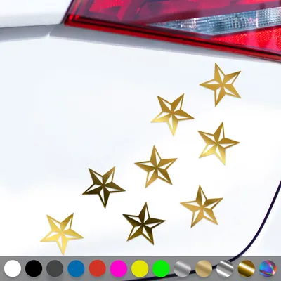 Produktbild von PantherPixel Nautischer Stern Aufkleber Seefahrt Kompass Set Sticker Auto Geschenkidee Farbe Chrom-Gold