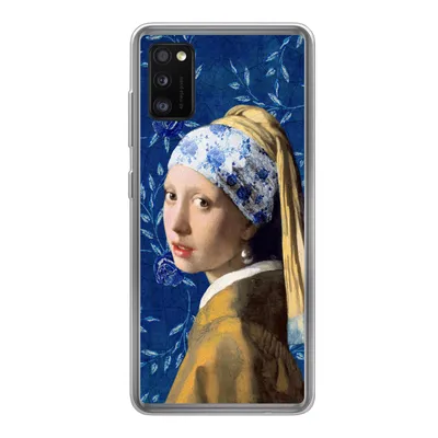 Produktbild von MuchoWow® Handyhülle Schutzhülle Hülle für Samsung Galaxy A41 Mädchen mit Perlenohrring - Delfter Porzellan - Vermeer - Blumen - Gemälde - Alte Meister Silikon Softcase Handy Hülle - Mobiltelefon