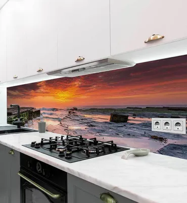 Produktbild von Küchenrückwand selbstklebend Sonnenuntergang Bucht Meer Spritzschutz 180 x 60cm