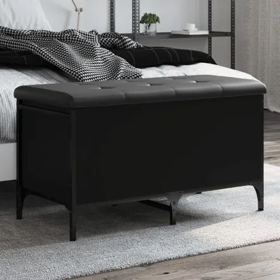 Produktbild von Design Möbel Sitzbank mit Stauraum Schwarz 82x42x45 cm Holzwerkstoff - 2024 Neu