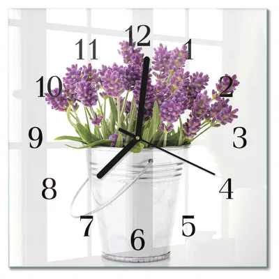 Produktbild von Tulup Glasuhr Wanduhr Küchenuhr Echt-Glas 30x30 cm Modern Dekorativ Geräuschlos Schwarzen Zeigern - Lavendel