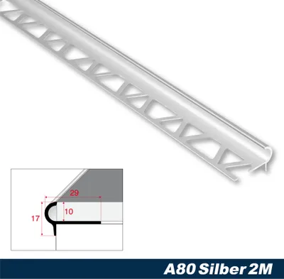 Produktbild von Effector Fliesenschiene aus eloxiertem Aluminium - Fliesenkanten Schutz - (C-Form Profil silber) Winkelprofile Fliesenschienen robust Abschlussschiene