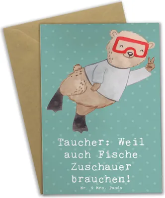 Produktbild von Mr. & Mrs. Panda Glückwunschkarte Tauchen Zuschauer - Meeresbrise - Geschenk, hochzeitskarten, Grußkarte, Sportler, Taucherausrüstung, einladungskarten, Abenteuer