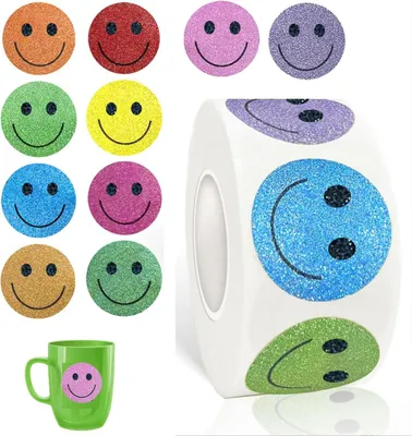 Obrázok produktu pre Smiley samolepky 25 mm, 1000 kusov, samolepiace, pre deti