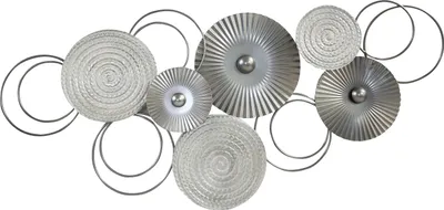 Produktbild von Moderne Wanddekoration Wandskulptur Wandbild Kreise silber aus Metall 82x38 cm