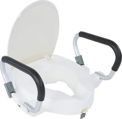 Image de Siège de toilettes surélevé de 10 cm avec accoudoirs pour personnes handicapées
