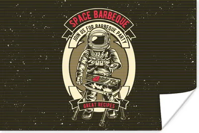 Produktbild von MuchoWow® Poster Jahrgang - Astronaut - BBQ 120x80 cm - Bilder