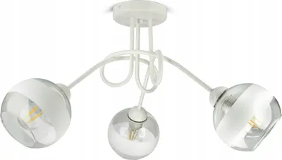 Produktbild von LUXOLAR - Led Deckenleuchte - Deckenlampe 3 flammig Weiß E27 60W - Hängelampe wohnzimmer für Wohnzimmer, Küchen - Weiß Glas Kugeln