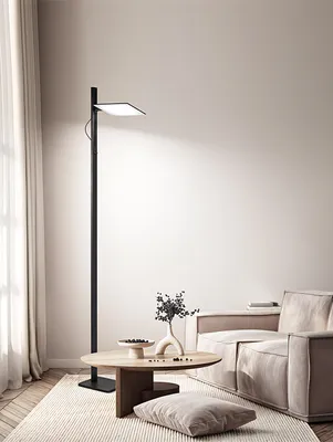 Image de Lampadaire Led De Salon Noir, 24W 2160Lm, Réglable En Hauteur Et Orientable À 340, Interrupteur On/Off, Cct Et Variateur À Pied