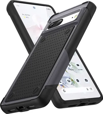 Produktbild von Für Google Pixel 7 Hülle Militärqualität Stoßfest Hybrid 2 in 1 Hart PC Weich TPU Handyhülle Grau Schwarz