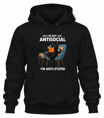 Imagen del producto de "No soy antisocial, solo estoy en contra de las tonterías." Sudadera con capucha, color negro, talla M