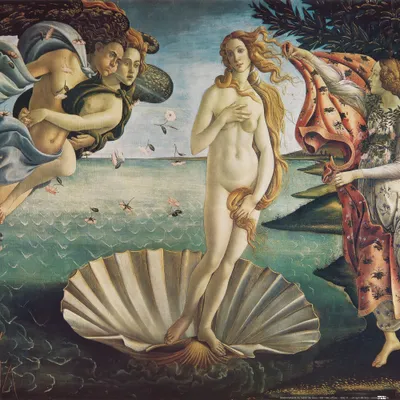 Obrázok produktu pre Sandro Botticelli art print maľba - Zrodenie Venuše, 1483-1485 (40 x 40 cm)