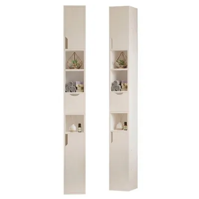 Immagine prodotto di Scaffale da bagno stretto, bianco, 1 cassetto, da appoggio, stile loft