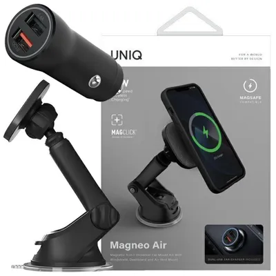 Produktbild von Case Uniq Magnetischer Selbstmagnetischer Halter Mit Ladung. Induktive 3In1 Auto Armaturenbrett & Lüftungshalterung - Grau