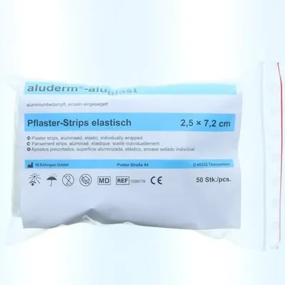 Produktbild von SÖHNGEN® 1009179 aluderm®-aluplast Pflaster-Stripes - elastisch, 2,5x7,2 cm, 50 Stück