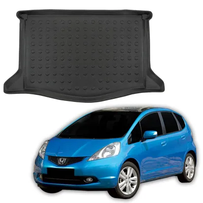 Image de Tapis De Coffre Sur Mesure Pour Honda Jazz 2008-2014, Noir, Antidérapant, Bord Haut, Toutes Saisons