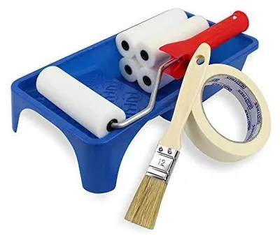 Zdjęcie produktu dla Zestaw do lakierowania 5 wałków piankowych 11 cm pędzel taśma