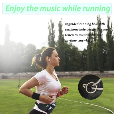 Produktbild von Laufgürtel mit Trinkflaschenhalter Nylon Hüfttasche Wasserabweisend Sport Bauchtasche für Telefon bis 6,5 Zoll Radfahren Wandern Walking Fitness Trinkgürtel Verstellbar Headset Loch