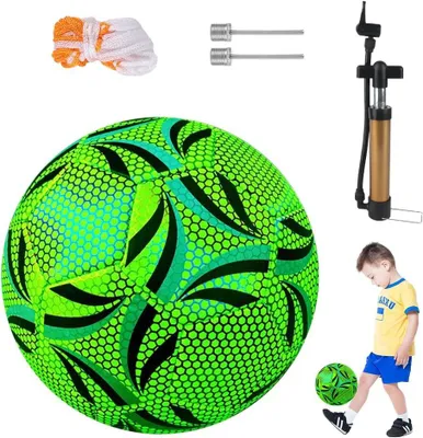 Obrázok produktu pre Futbalová lopta veľkosť 5, fluorescenčná, s pumpou, svieti v tme pre nočné hry