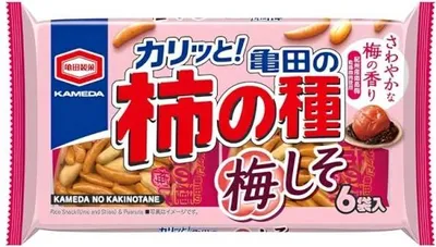 Immagine prodotto di Kameda | Biscotti di riso con arachidi No Kaikinotane Ume & Shiso - 180g - 6 pezzi - Croccanti - Snack